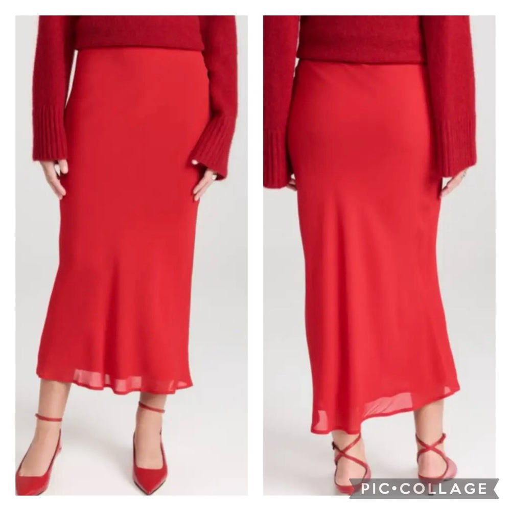 Reformation Midi Skirt Red Size 8